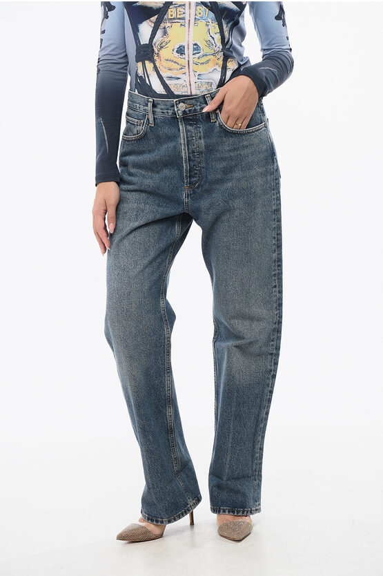 Agolde Low-slung Relaxed Fit Fran Jeans 22cm In Blue
