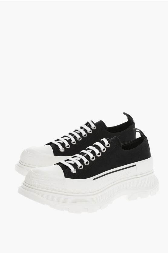 Alexander Mcqueen Low-top Canvas Sneakers With Platform Sole In Black