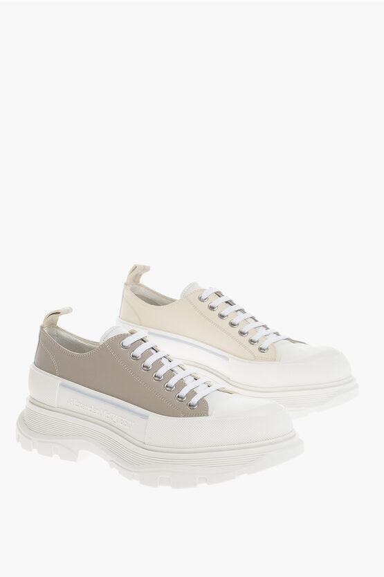 Alexander Mcqueen Low-top Leather Sneakers With Platform Sole In White