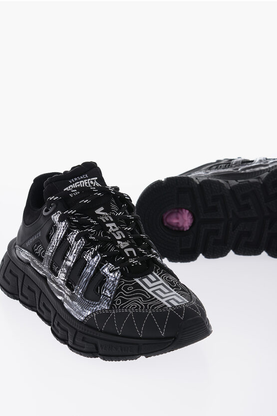 Shop Versace Low-top Trigreca Sneakers With Contrasting Print