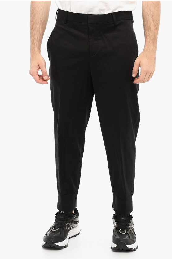 Shop Neil Barrett Low-waist Cotton Stretch Slim Fit Pants