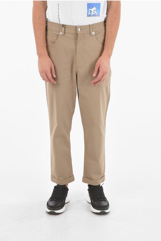 Neil Barrett Low-waist Trousers With Cuffed Ankles In Neutral