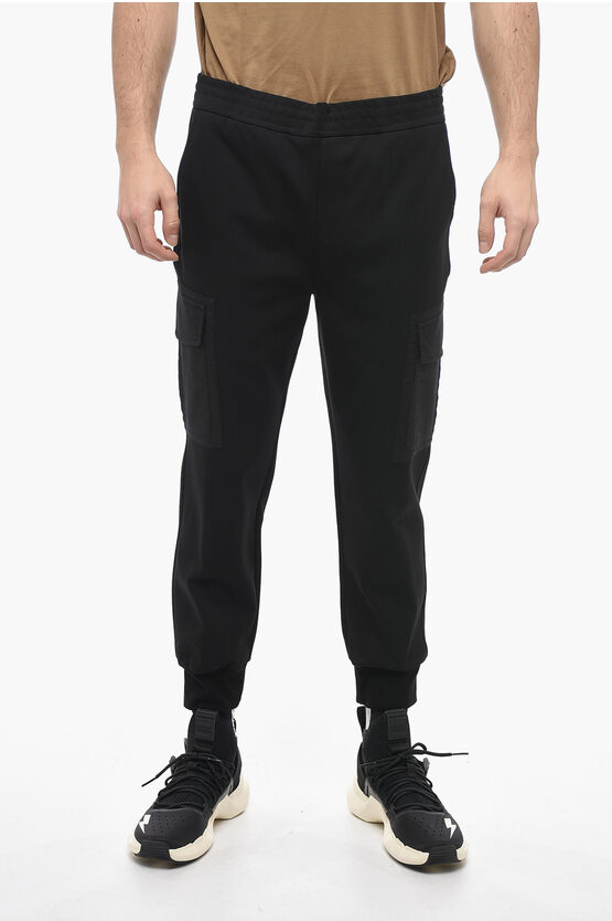 Neil Barrett Low-waist Skinny Fit Cargo Pants With Drawstring At The Wais In Black