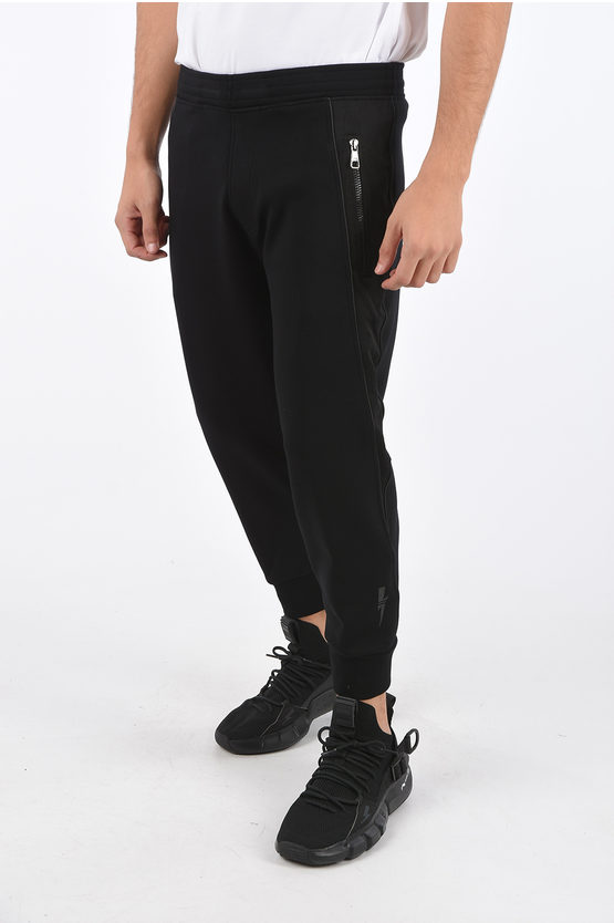 Neil Barrett Low Waist Slim Fit Joggers With Logoed Side Band In Black