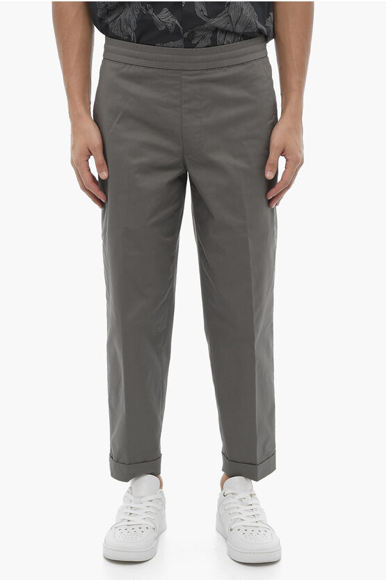 Neil Barrett Low-waist Slim Fit Pants With Drawstring Waist In Gray