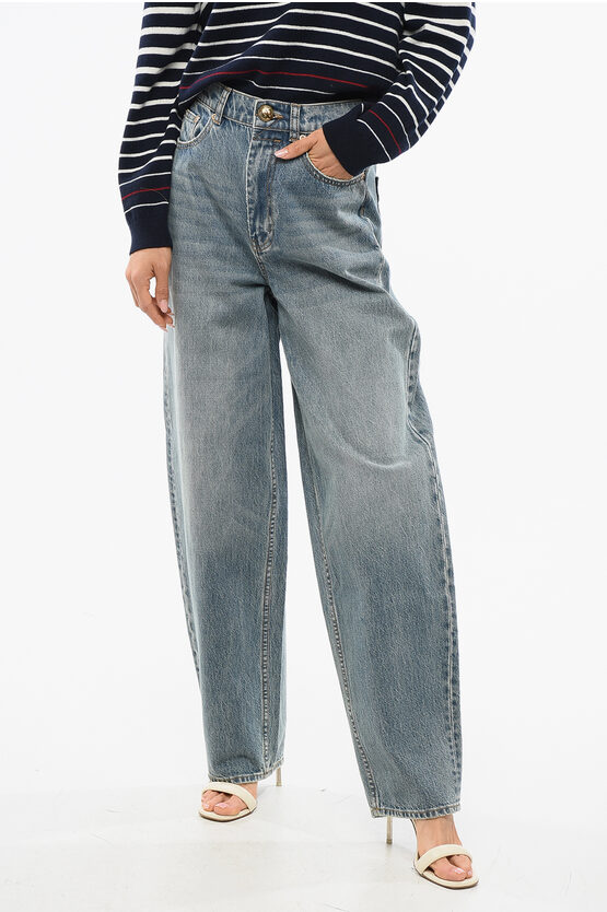 Zimmermann Low Waist Wide Leg Barrel Jeans In Gray