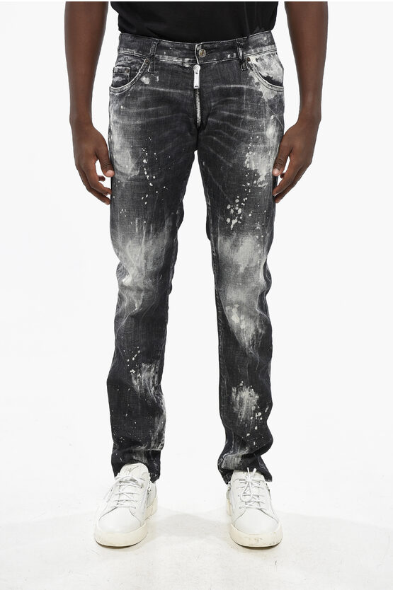 Dsquared2 Low Waisted Anniversary Bleached Jeans 16cm In Gray