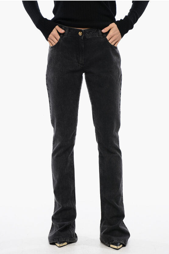 Balmain Low-waisted Bootcut Denims With Jewel Buttons