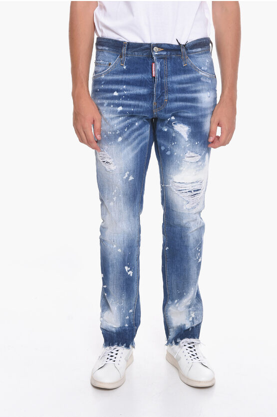 Dsquared2 Low-waisted Cool Guy Denims With Distressed Effect In Blue