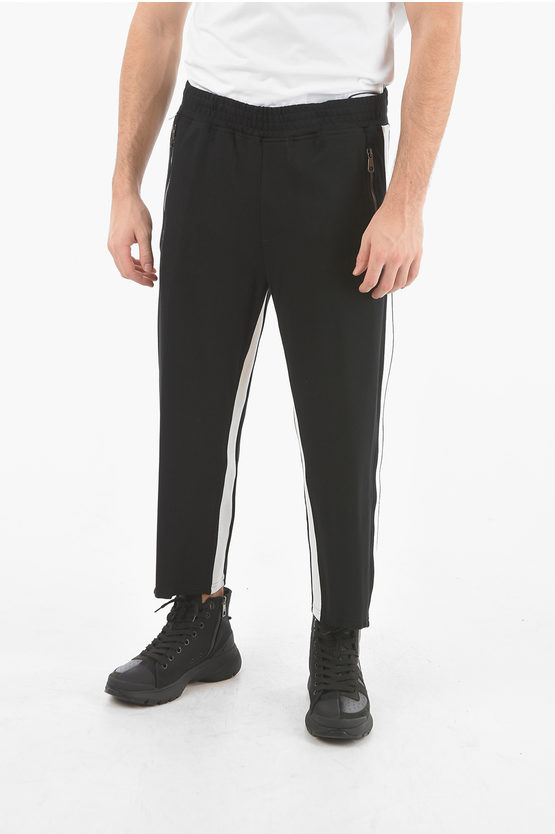 Neil Barrett Low-waisted Loose Fit Pants With Contrasting Side Band In Black