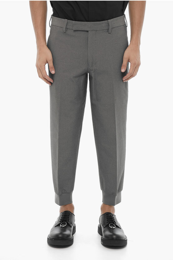 Neil Barrett Low Waisted Slim Fit Jack Pants With Cuffs In Gray