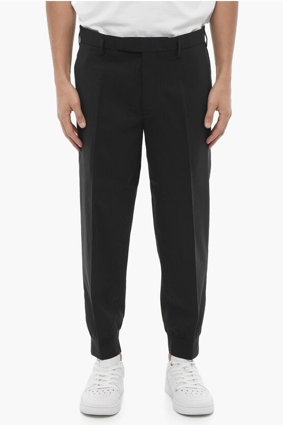 Neil Barrett Low Waisted Slim Fit Jack Pants With Cuffs In Black