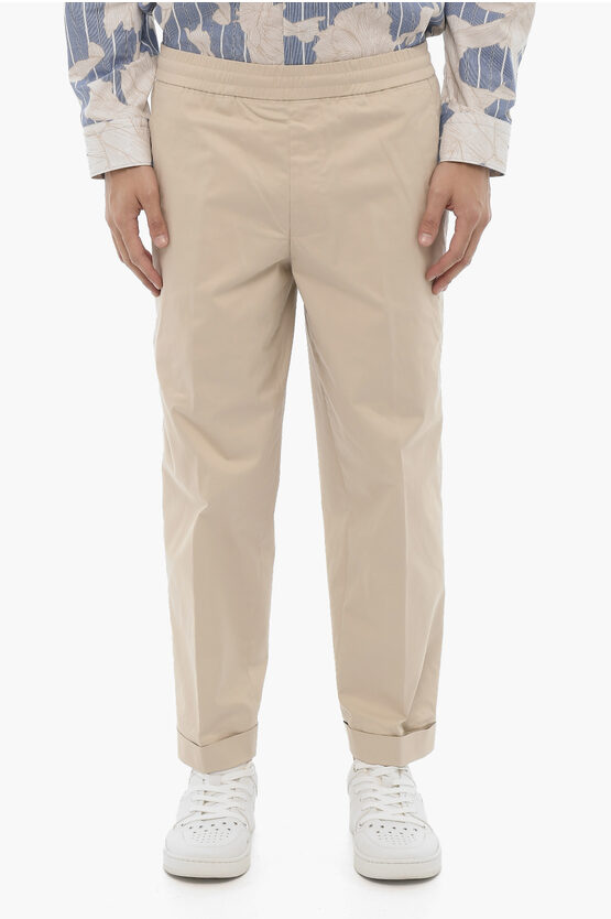 Neil Barrett Low-wait Slim Fit Rem Pants With Drawstring Waist In Neutral