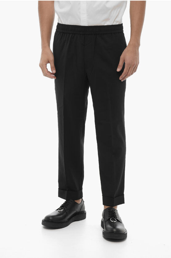 Neil Barrett Low-wait Slim Fit Rem Pants With Drawstring Waist In Black