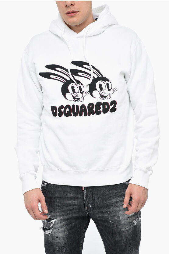 Dsquared2 Lunar N.y. Hoodie Sweatshirt With Print In White