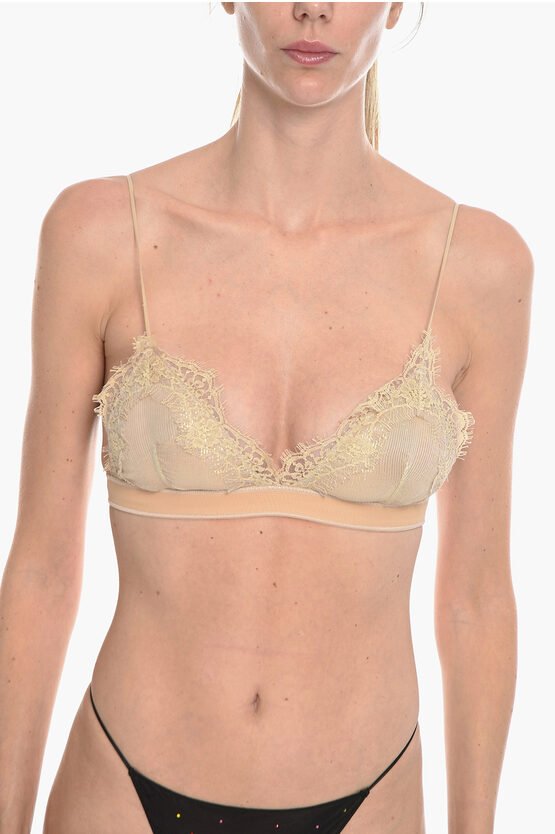 Oseree Lurex Brax With Lace Details In Neutral
