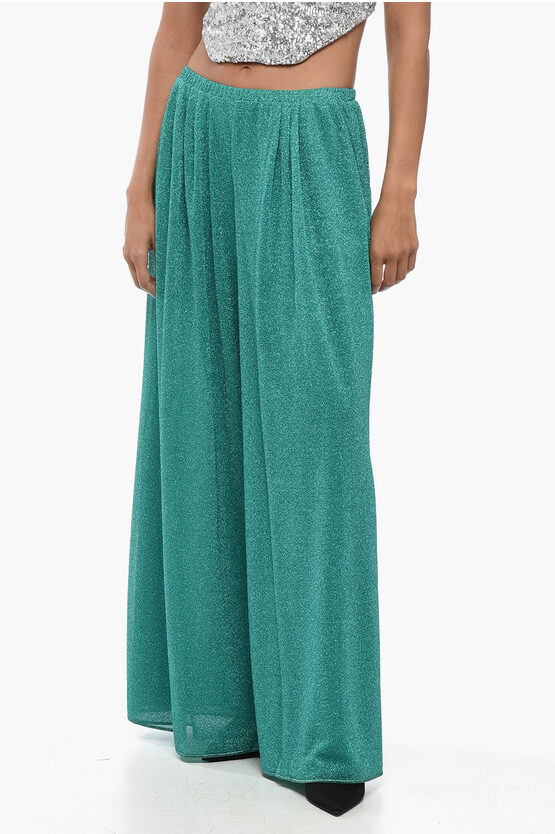 Shop Oseree Lurex Lumiere Palazzo Pants