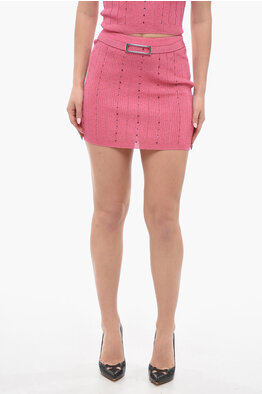 ALESSANDRA RICH 売れ筋商品|||アレッサンドラ・リッチ Tシャツ トップス レディース Tops Pink Crystal-embellished ruffled silk top in pink - Alessandra