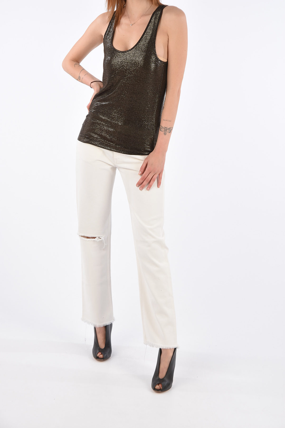 トップス Yves Saint Laurent Glitter sleeveless Saint Laurent lurex top women - Glamood Outlet