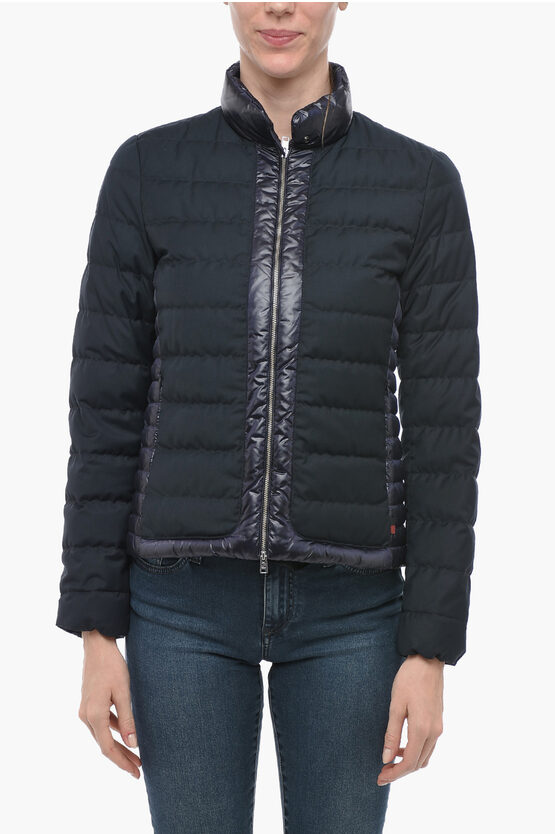 Shop Woolrich Luxe Pack Nylon And Fabric Quilted Down Jacket With Front Zi