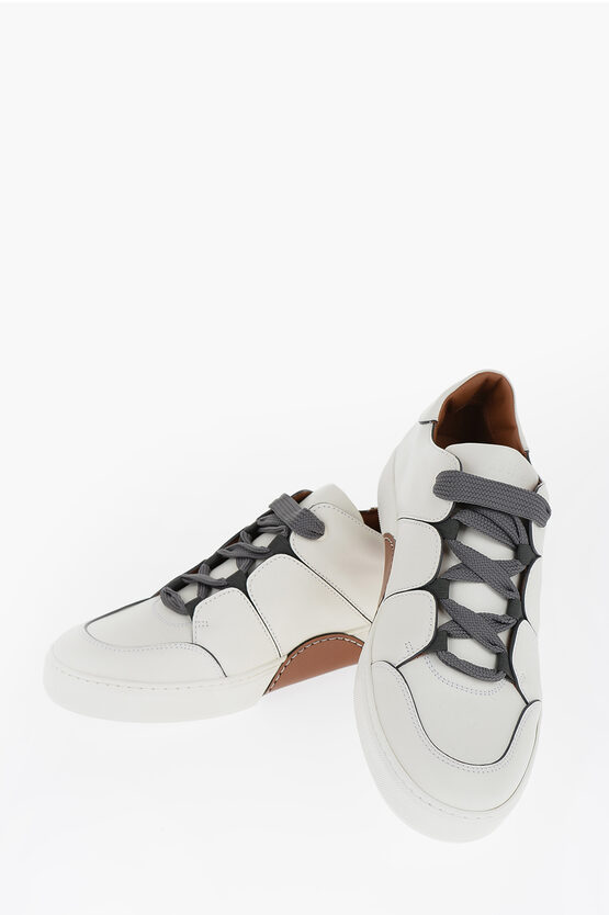Ermenegildo Zegna Luxury Leather Tiziano Low-top Sneakers In White