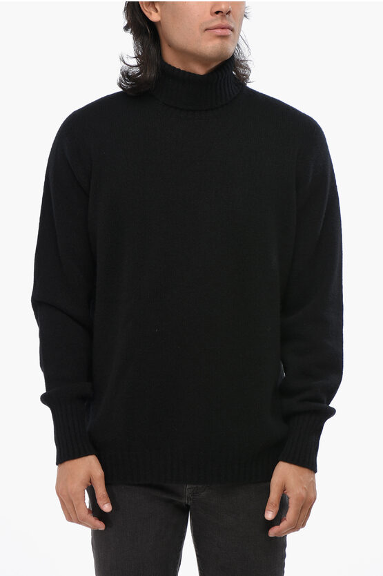 Drumohr Luxury Pure Cashmere Turtleneck Sweater In Black