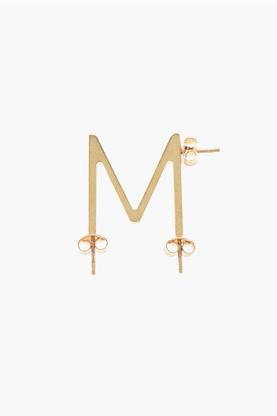 D'heygere M-shaped Golden-effect Silver Single Earrings
