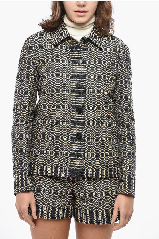 Dior Macramè Cotton Blend Regina Blazer In Gray