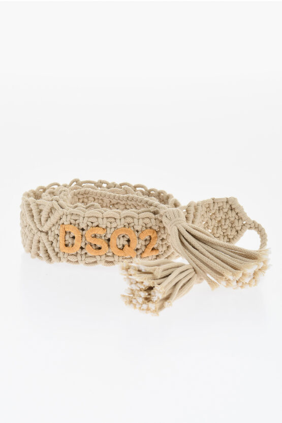 Dsquared2 Macramé Cotton Belt With Raffia Detail 40mm