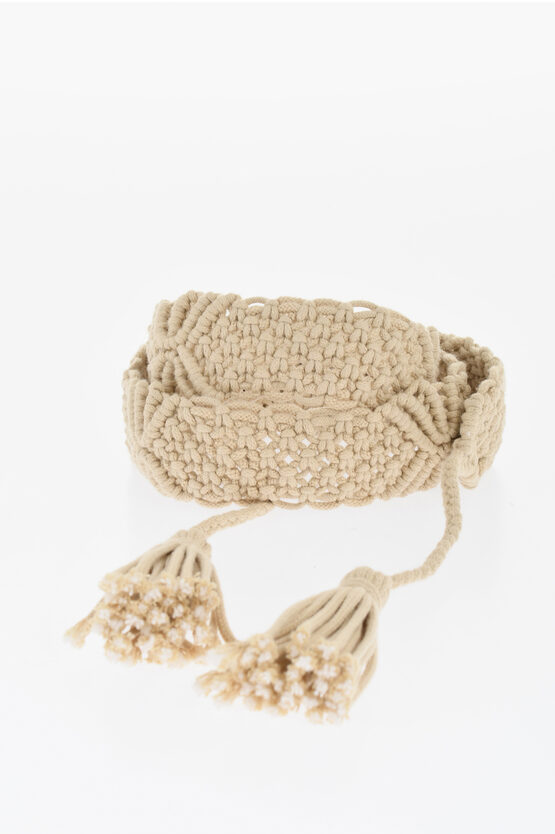 Dsquared2 Macramé Cotton Belt With Raffia Detail 40mm
