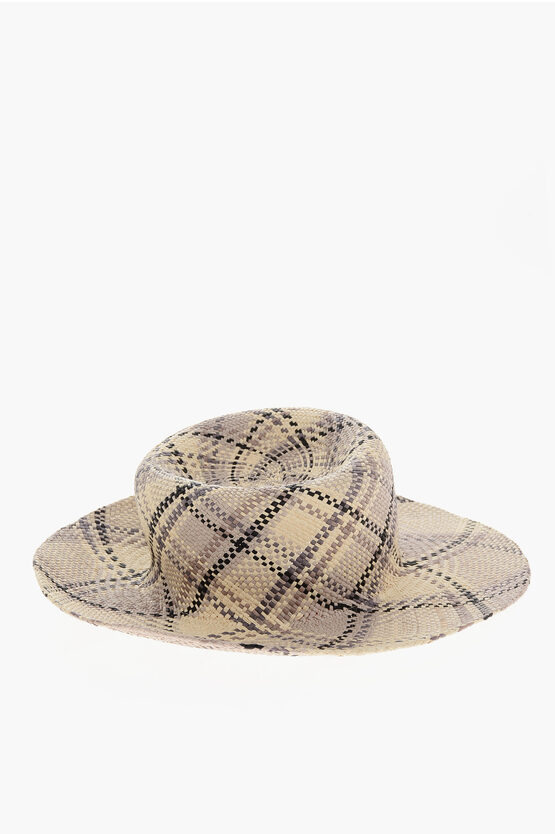 Thom Browne Madras Motif Straw Fedora Hat