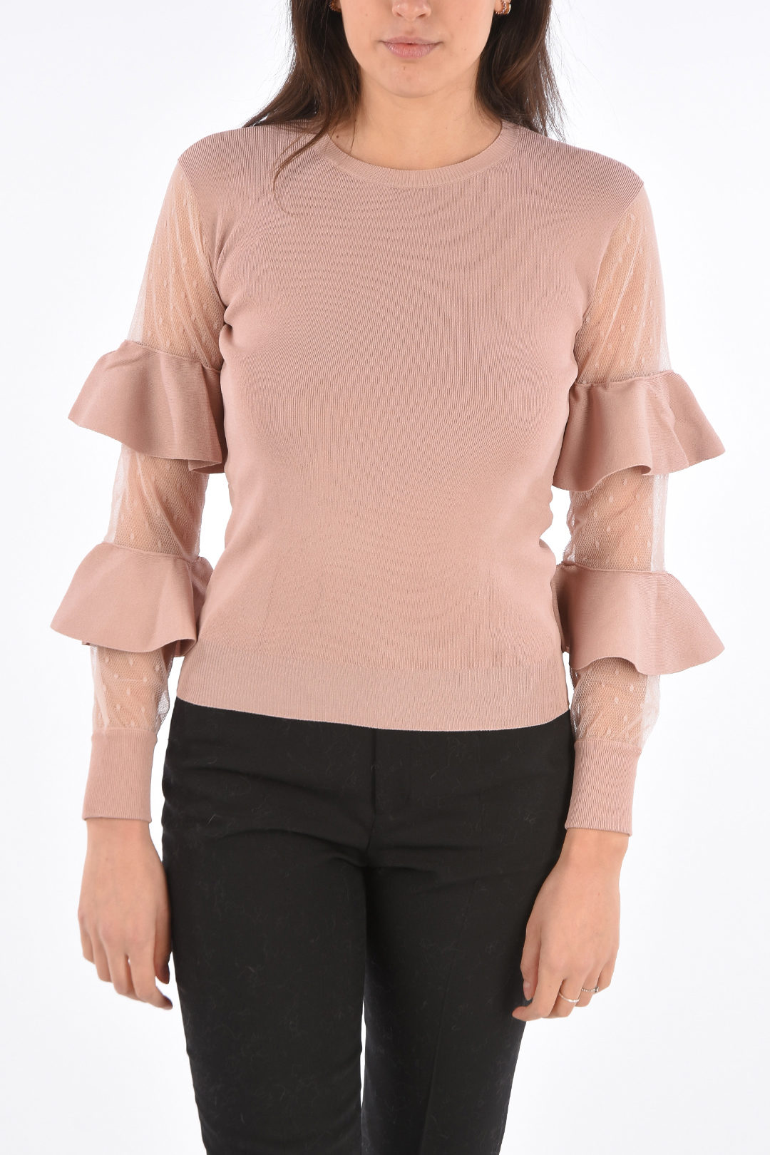 Red Valentino Maglia Girocollo con Maniche a Sbuffo donna