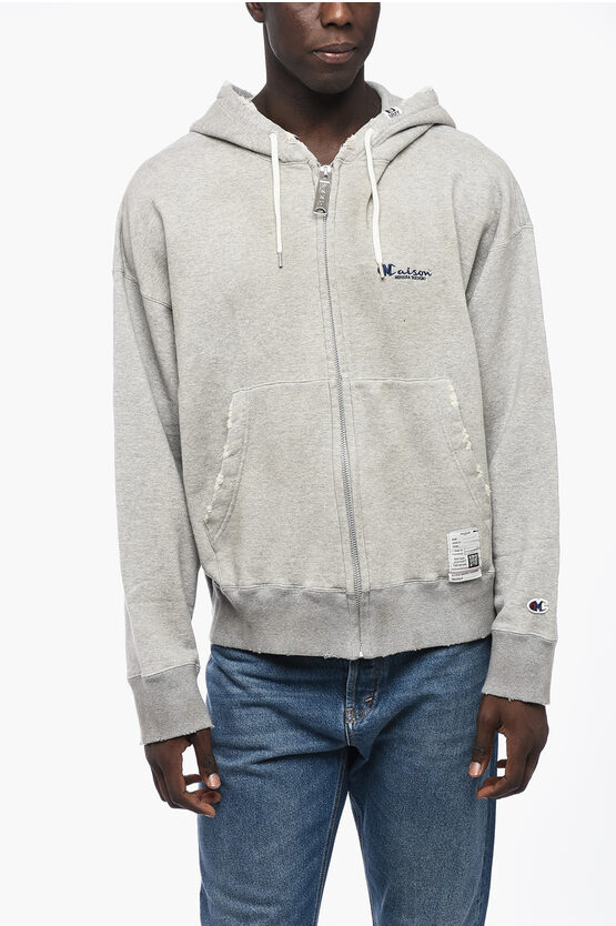 Shop Miharayasuhiro Maison Cotton Hoodie With Zip Closure