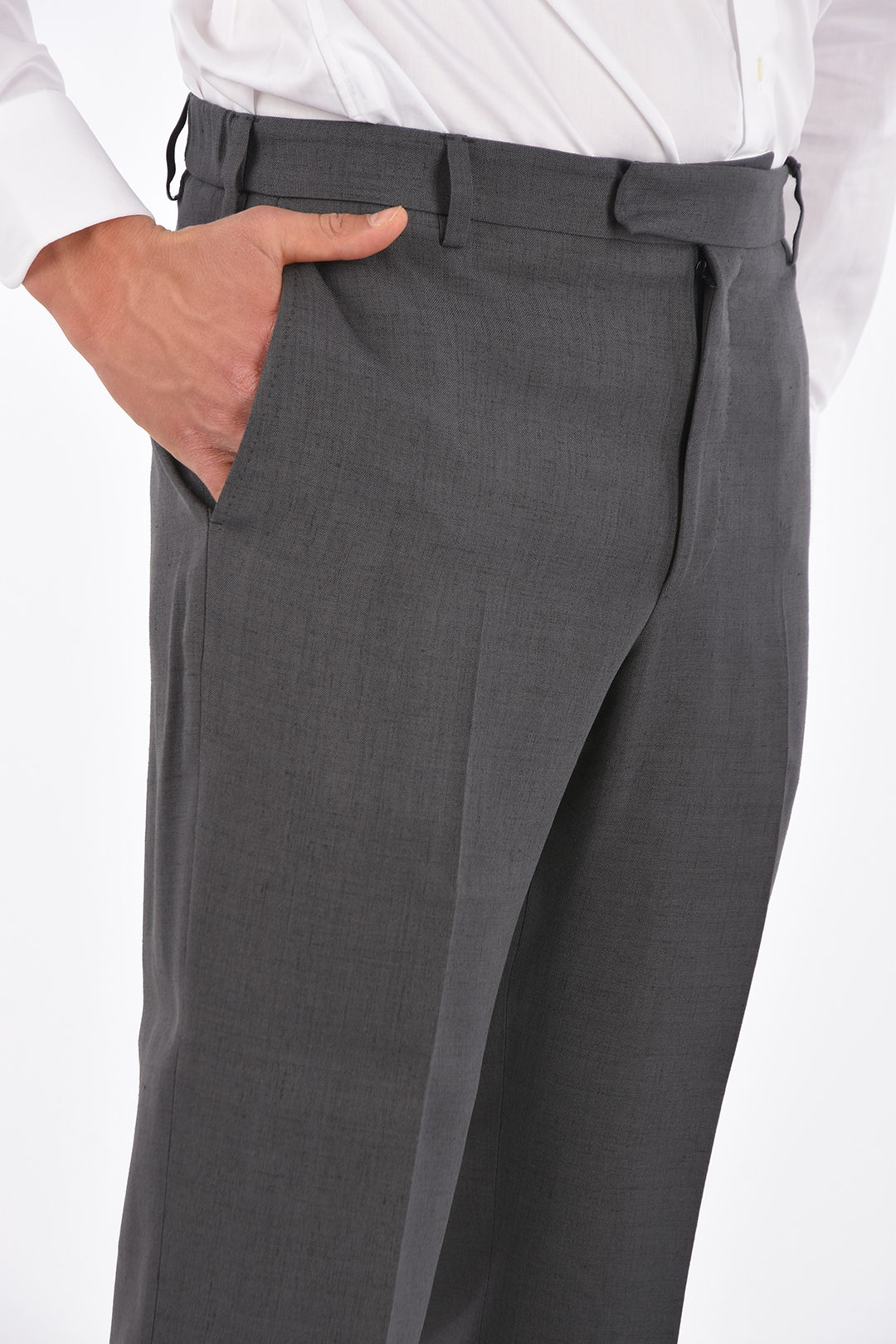 Wool gabardine formal trouser in dark grey | GUCCI® ZA