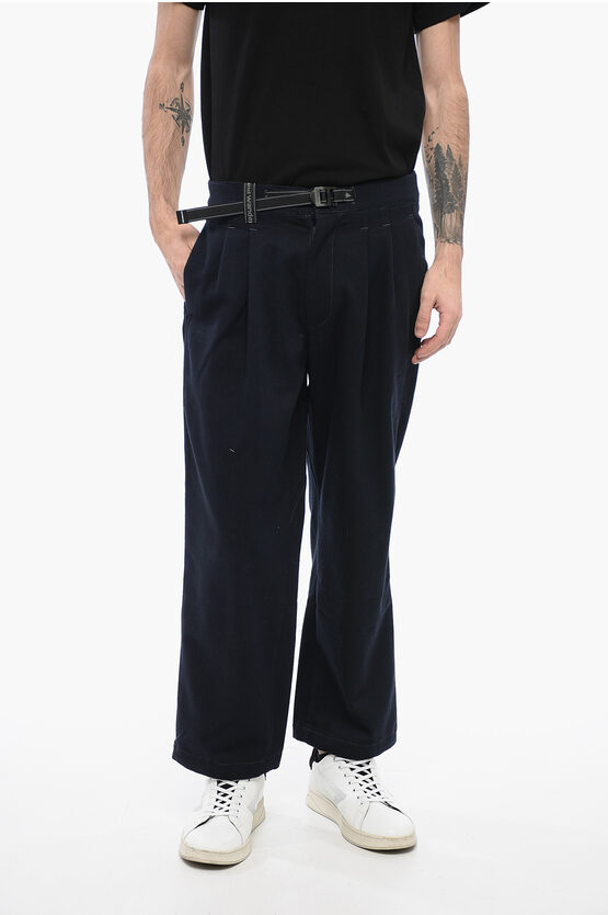 AND WANDER MAISON KITSUNE DOUBLE-PLEAT PANTS WITH INDUSTRIAL BELT 