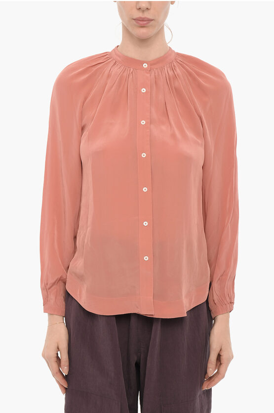 Shop Allsaints Mandarin Collar Satin Hezzy Shirt