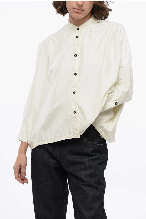 Jil Sander Mandarin Collar Silk Blend Shirt