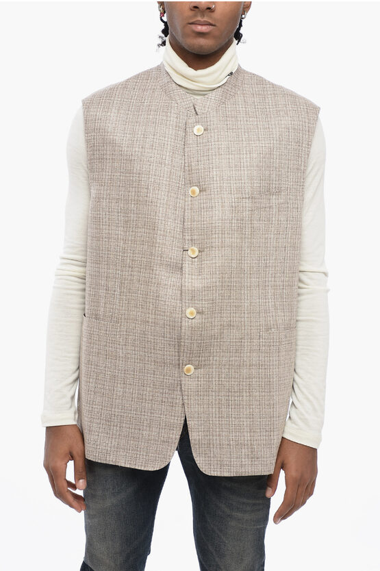 Shop Corneliani Mandarin Collar Silk Vest