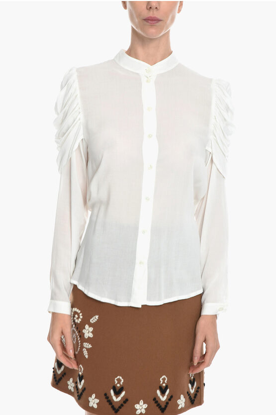 Ann Demeulemeester Mandarin Collar Trilene Shirt With Double Closure In White