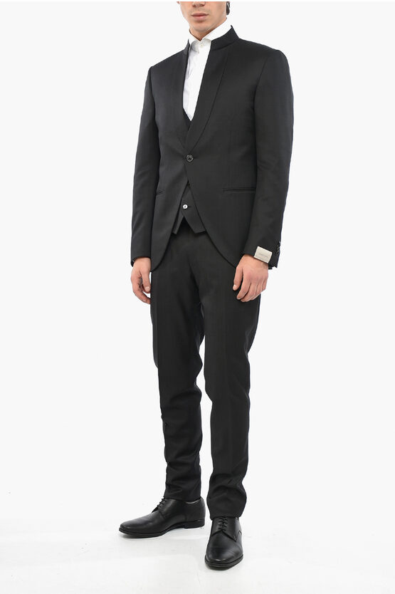 Shop Corneliani Mandarin Lapel Academy 3 Piece Suit