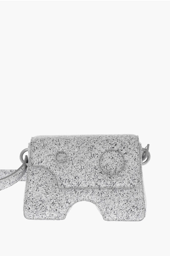 Shop Off-white Marble Effect Leather Burrow Crossbody Bag With Cut-out Deta