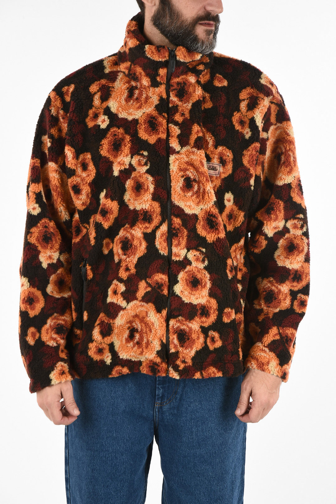 MARTINE ROSE full zip Roses-Print Teddy T-EMIN JACQUARD Jacket