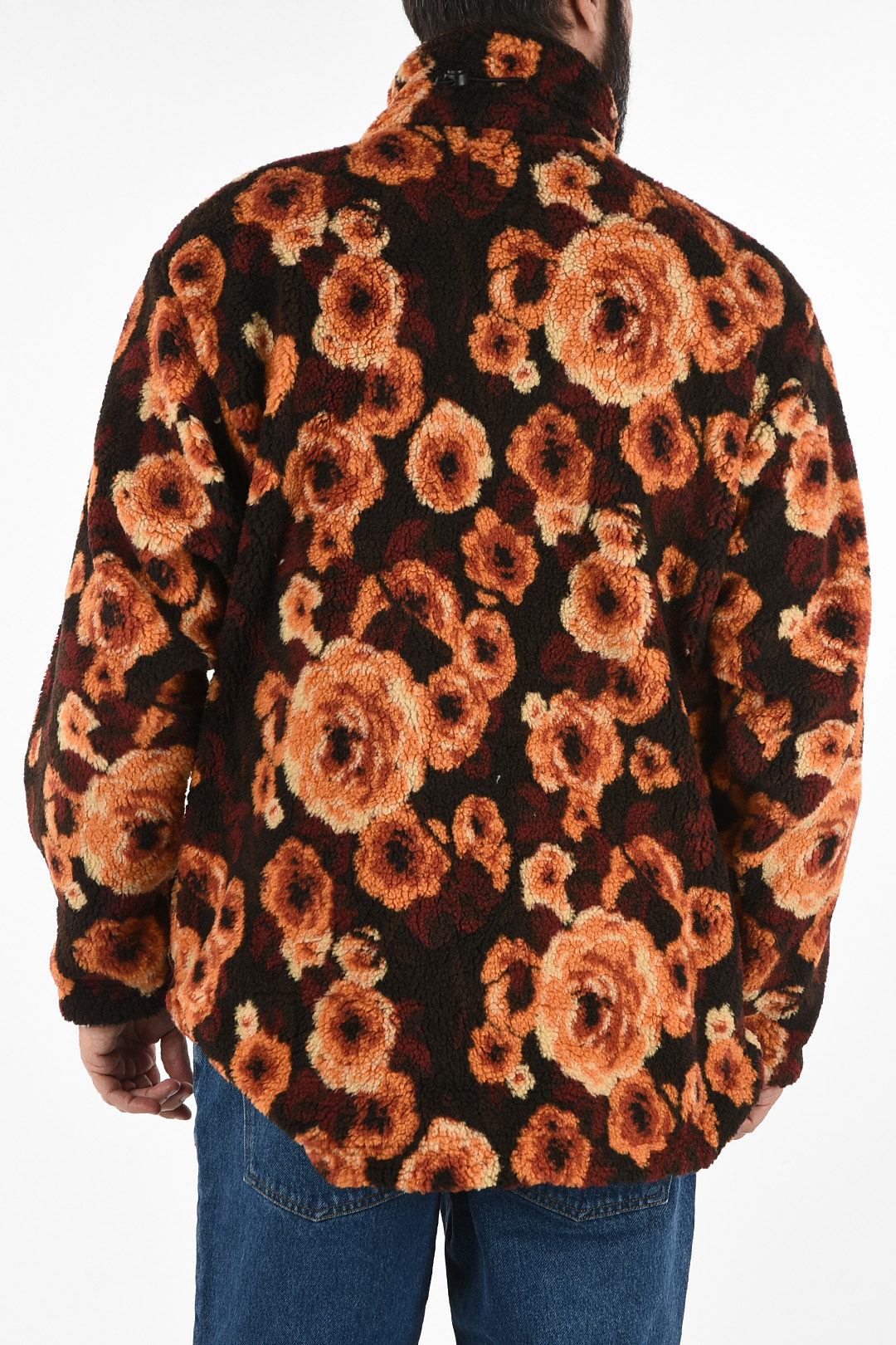 MARTINE ROSE full zip Roses-Print Teddy T-EMIN JACQUARD Jacket