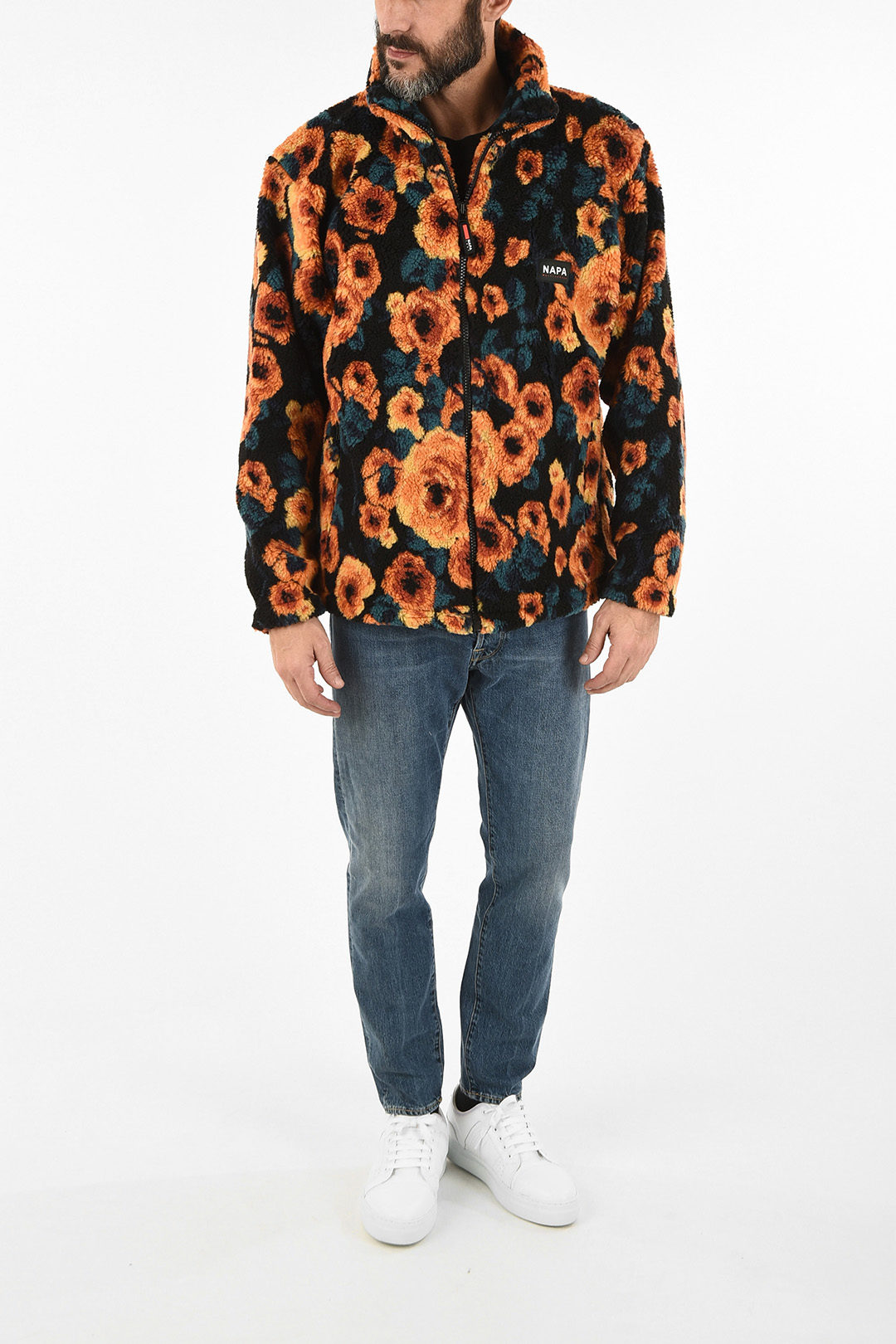 MARTINE ROSE Roses-Print Teddy T-EMIN JACQUARD Jacket