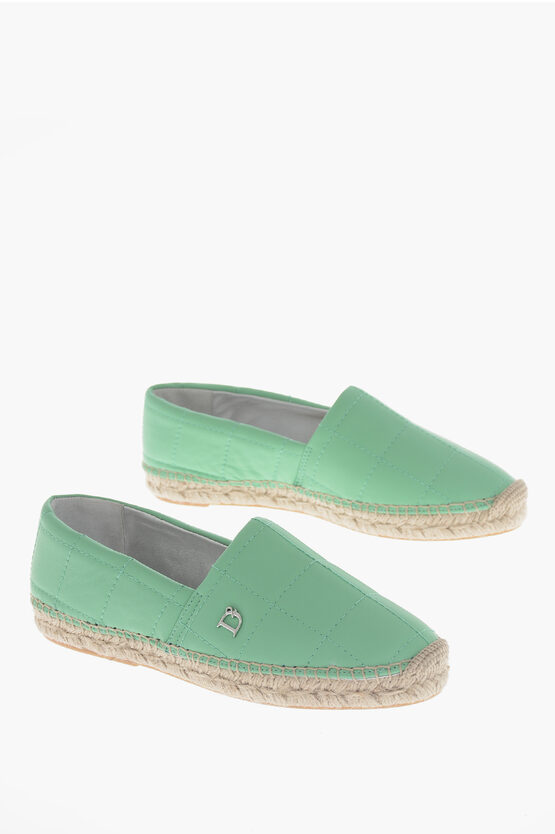 Dsquared2 Matelassé Leather Espadrilles With Raffia Sole