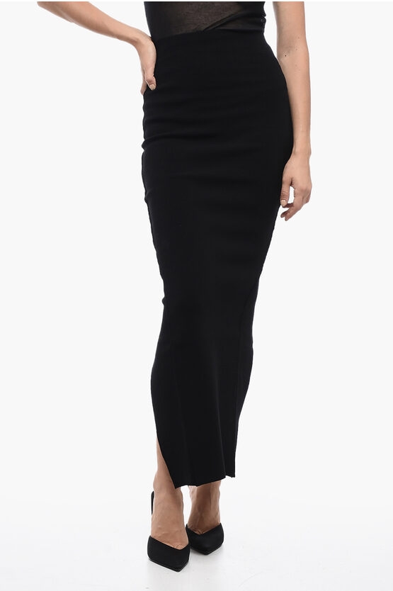 Shop Rick Owens Maxi Column Skirtwith Visible Hem And Back Slit