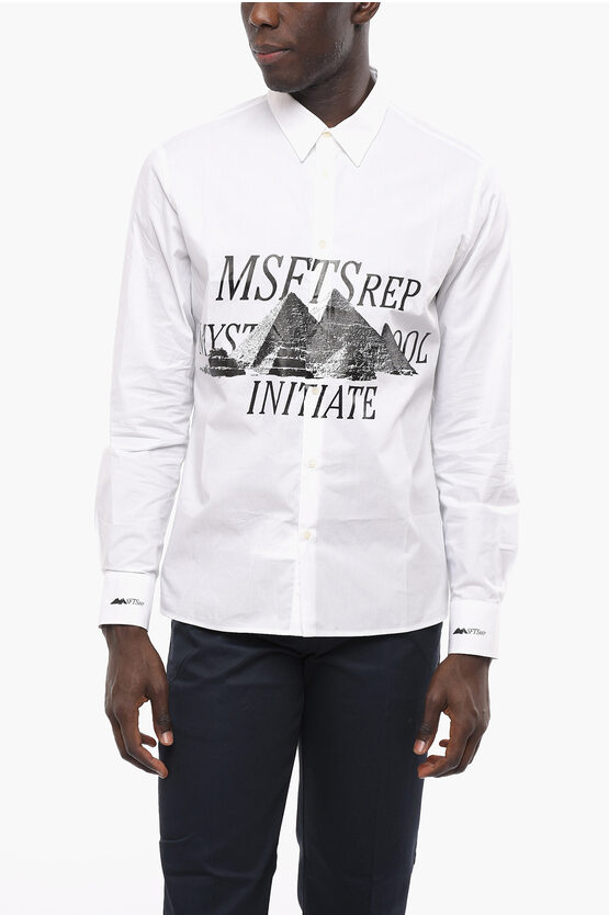 Msftsrep Maxi Contrast Printed Organic Cotton Shirt In White