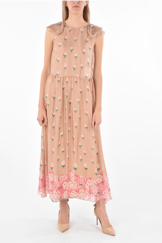 Red Valentino Maxi Dress in Seta Motivo Floreale con Maniche Volant donna -  Glamood Outlet