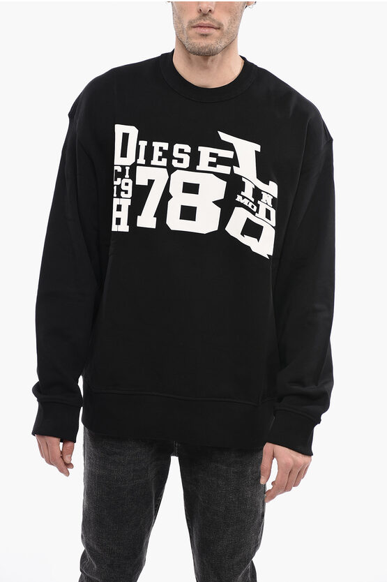 Diesel Maxi Embossed Logo S-macs-g2 Crew-neck Sweatshirt In Black