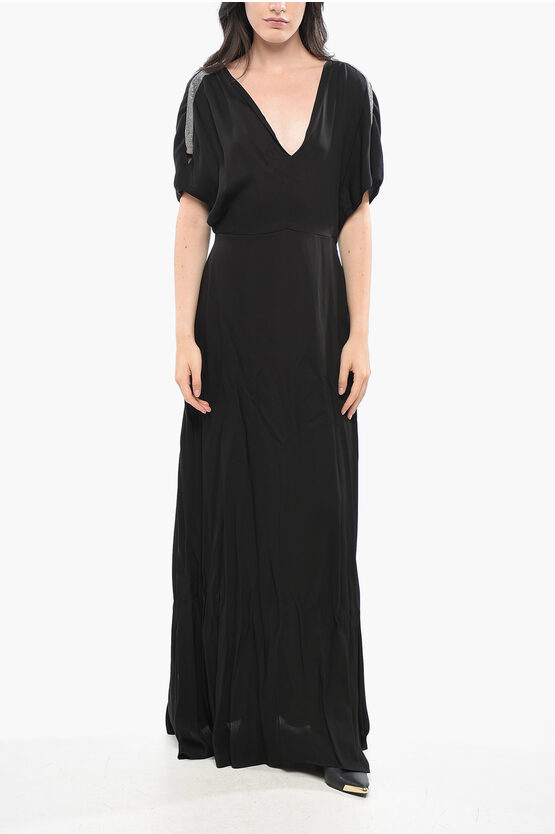 Fabiana Filippi Maxi Flared Dress With Crossed Front Detail Grösse 40 In Black